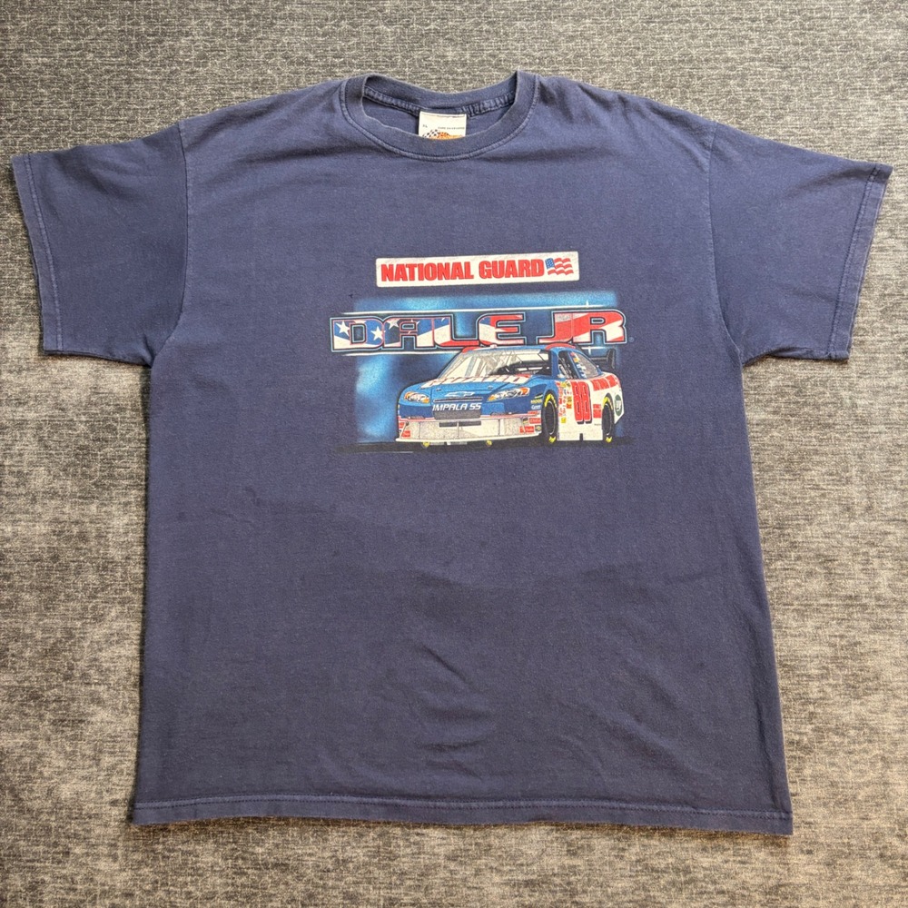 Winners Circle Dale Earnhardt Jr NASCAR National Guard Shirt Navy Blue Mens XL